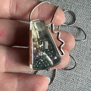 Sterling Silver Pendant with Multicolor Beads